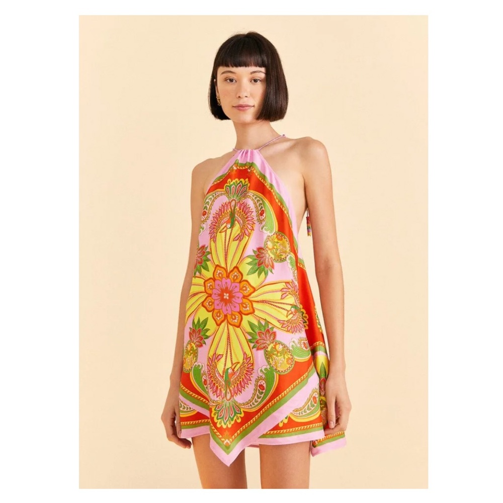 FARM Rio Beach Toucans Scarf Mini Dress